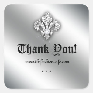 Cute Zebra Fleur de lis Glitter Silver Anniversary Square Sticker