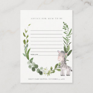 Cute Zebra Foliage Advice for Mum Baby Shower Enclosure Card