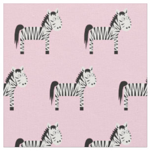 Cute Zebra Kid Baby Nursery Light Pink Fabric