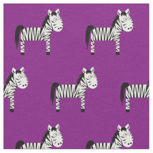 Cute Zebra Kid Baby Nursery Purple Fabric