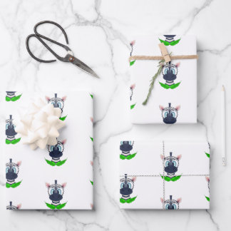 Cute Zebra Kids Birthday Safari Animal Pattern Wrapping Paper Sheet