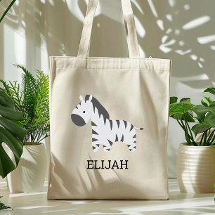 Cute Zebra Kids' Personalised Tote Bag