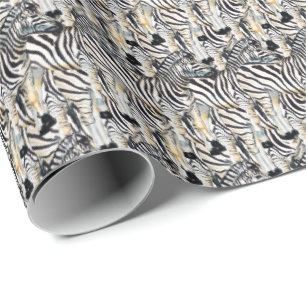 cute zebra lovers tiled animal party wrapping paper