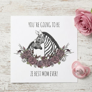 Cute Zebra Mum & Baby Congrats on Your Pregnancy Card