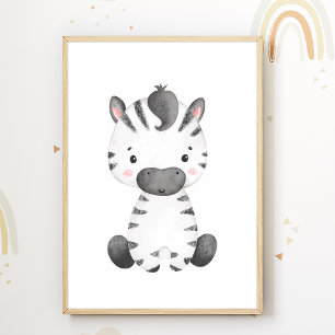 Cute Zebra Nursery Poster Kids Room Decor