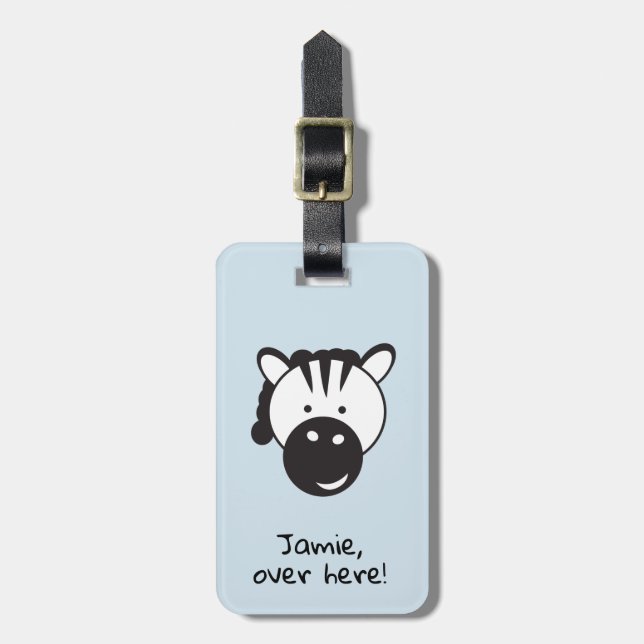 Cute Zebra | Over here | personalised Luggage Tag (Front Vertical)