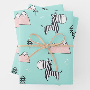 Cute Zebra Pattern Wrapping Paper Sheet