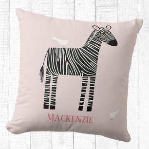 Cute Zebra Personalised Blush Pink Cushion