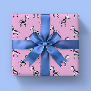 Cute zebra pink wrapping paper