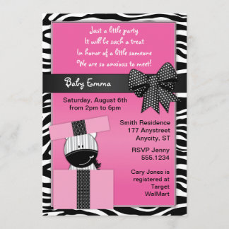 Cute Zebra Present Baby Shower Invitation
