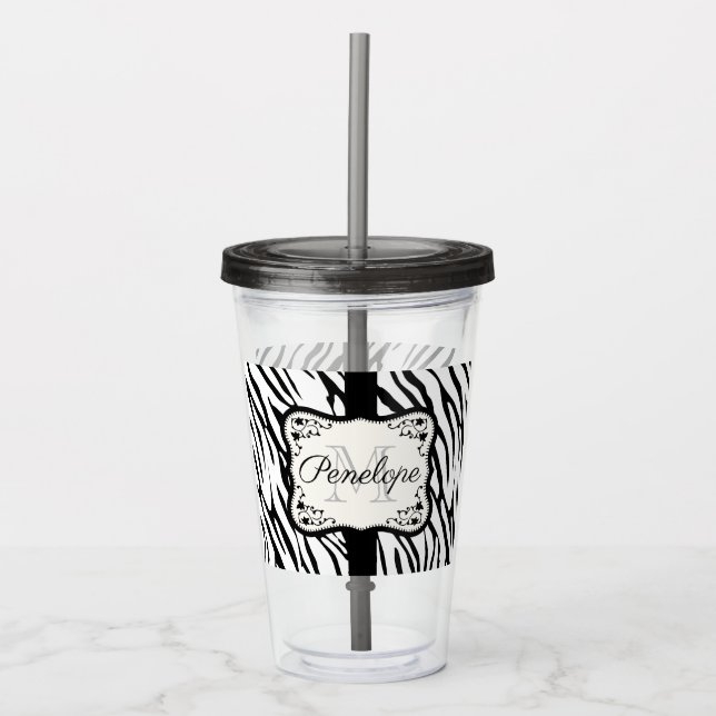 Cute Zebra Print Acrylic Tumbler (Front)