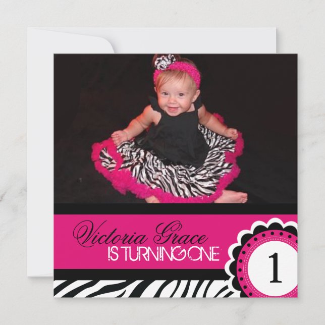 Cute Zebra Print Birthday Party Invitation (Front)