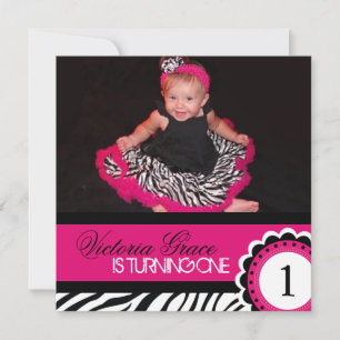 Cute Zebra Print Birthday Party Invitation