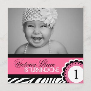 Cute Zebra Print Birthday Party Invitation