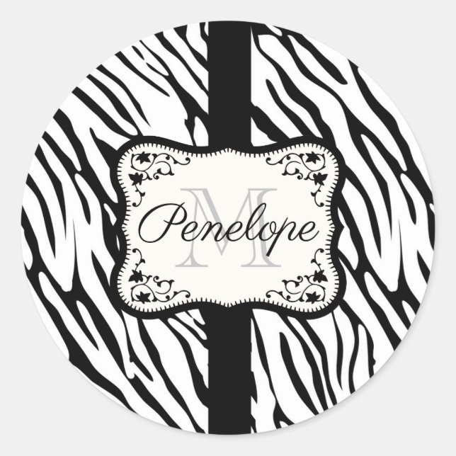Cute Zebra Print Classic Round Sticker (Front)