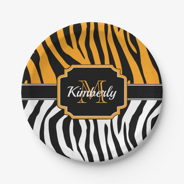 Cute Zebra Print Paper Plate (Front)