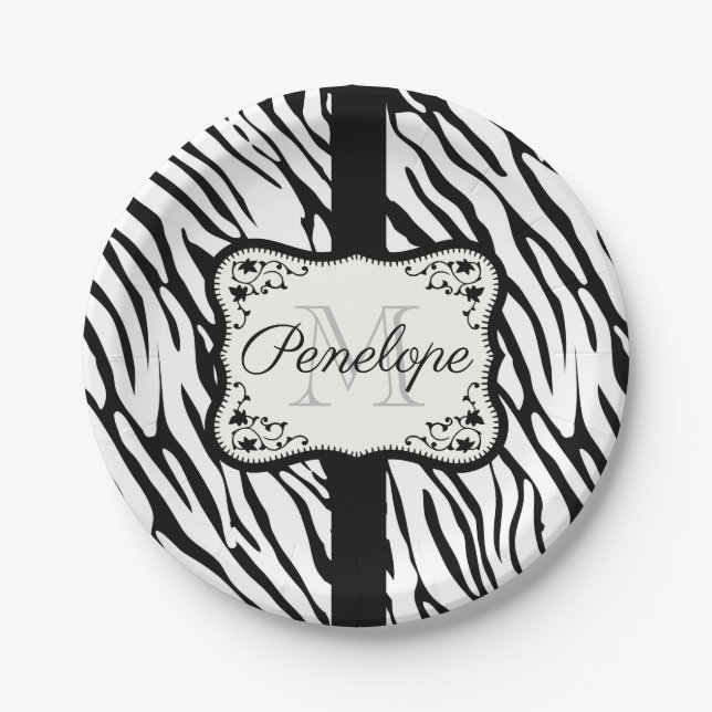 Cute Zebra Print Paper Plate (Front)