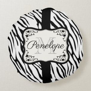 Cute Zebra Print Round Cushion