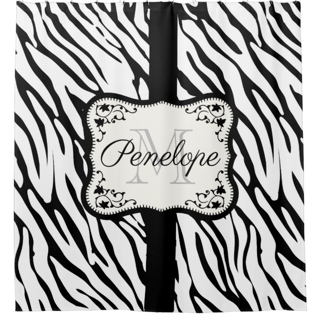 Cute Zebra Print Shower Curtain (Front)