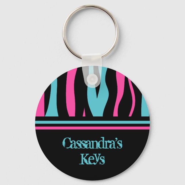 Cute zebra print with your name key ring (Front)