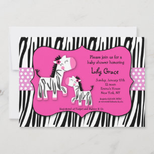 Cute Zebra Prints Stripes Baby Shower Invitaitons Invitation