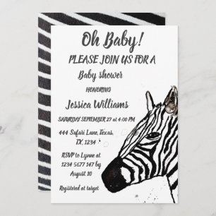 Cute Zebra Safari Jungle pattern animal Baby boy I Invitation