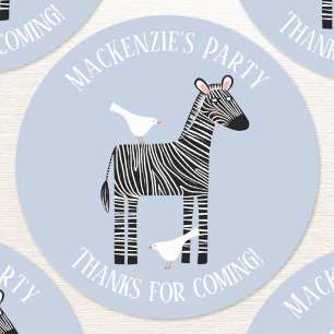 Cute Zebra Safari Party Thank You Classic Round Sticker