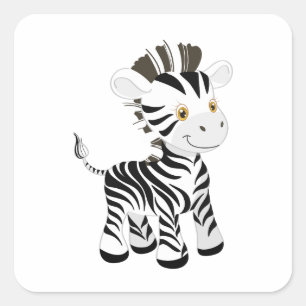 Cute Zebra Square Sticker