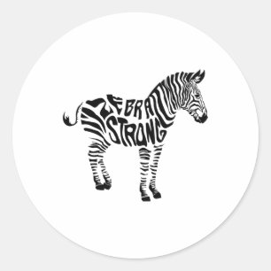 Cute Zebra Strong Ehlers Danlos Syndrome Awareness Classic Round Sticker