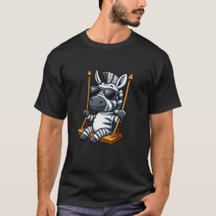 Cute zebra swing playground cartoon T-Shirt