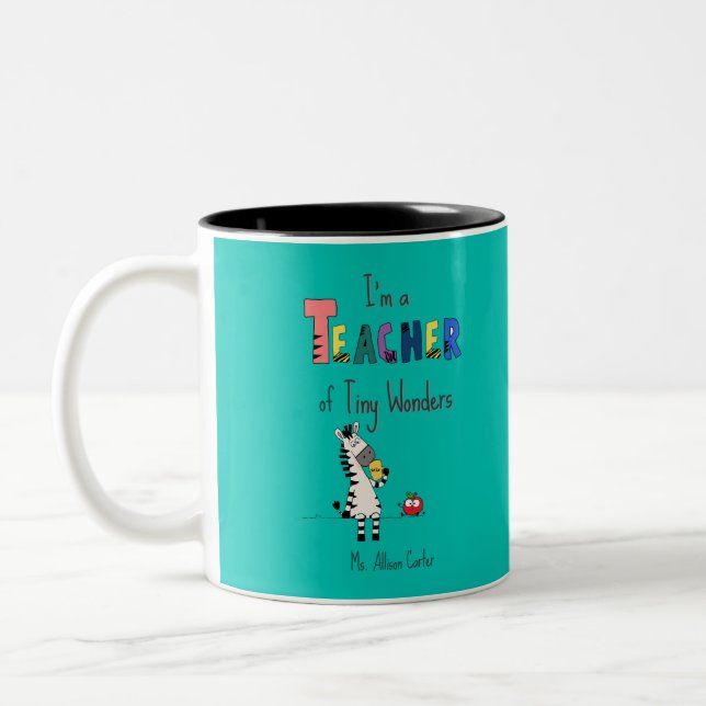 Cute Zebra Teacher  Two-Tone Coffee Mug (Left)