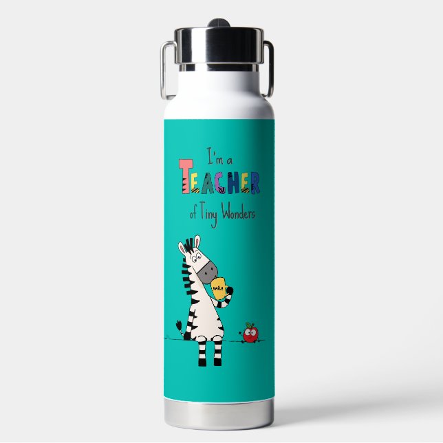 Cute Zebra Teacher  Water Bottle (Front)