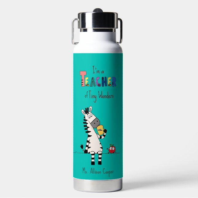 Cute Zebra Teacher  Water Bottle (Front)