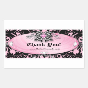 Cute Zebra Valentine's Jewellery Bow Pink Rectangular Sticker