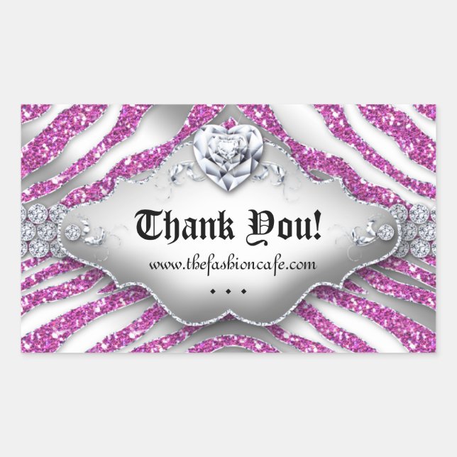 Cute Zebra Valentine's Jewellery Heart Glitter Pin Rectangular Sticker (Front)