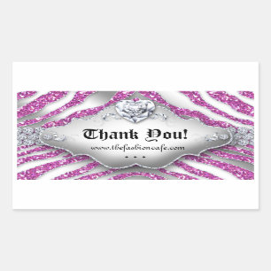 Cute Zebra Valentine's Jewellery Heart Glitter Pin Rectangular Sticker