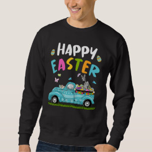 Cute Zebra With Bunny Ears Egg Hunting Truck Easte Sweatshirt