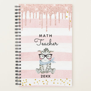Cute Zebra with Glasses Math Teacher Planner