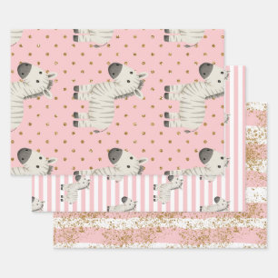 Cute zebra wrap pack wrapping paper sheet