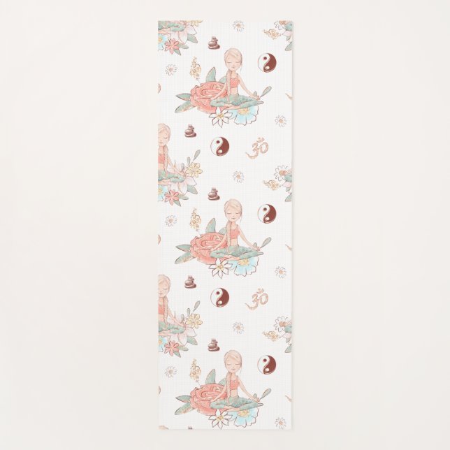 Cute Zen Yoga Meditation Lotus Namaste Pastel Yoga Mat (Front)