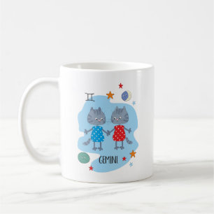 Cute Zodiac Cat   Gemini Coffee Mug