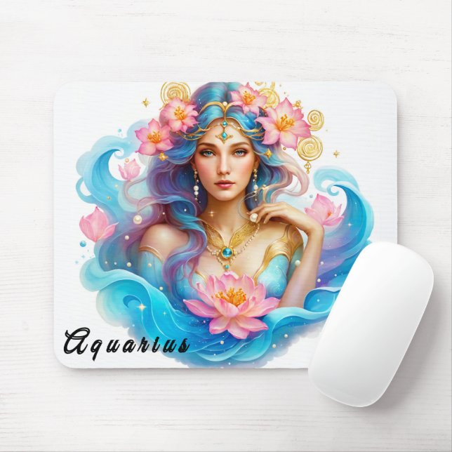 Cute Zodiac Sign/Aquarius Mouse Mat (With Mouse)