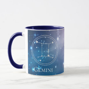Cute Zodiac Sign GEMINI Purple Blue Name Monogram  Mug