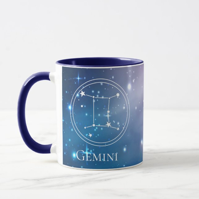 Cute Zodiac Sign GEMINI Purple Blue Name Monogram  Mug (Left)