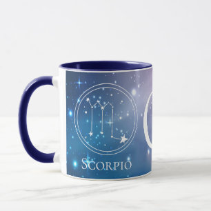 Cute Zodiac Sign SCORPIO Purple Blue Monogram Mug