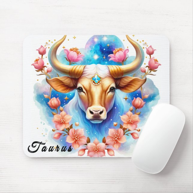 Cute Zodiac Sign/Taurus Mouse Mat (With Mouse)