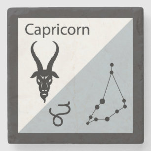 Cute Zodiac Symbol, Sign & Star Layout-Capricorn Stone Coaster