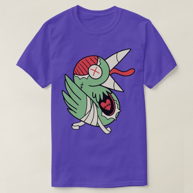 Cute Zombie Bird Funny Halloween Animals T-Shirt (Design Front)