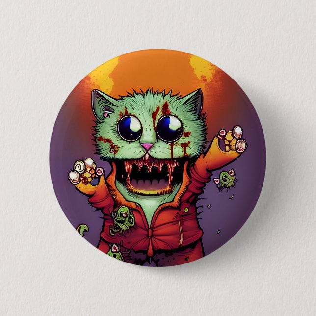 Cute Zombie Cat 6 Cm Round Badge (Front)