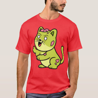 Cute Zombie Cat Halloween Kitty Retro Horror Funny T-Shirt